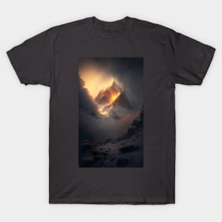 Digital Art - Annapurna mountain range during golden hour T-Shirt